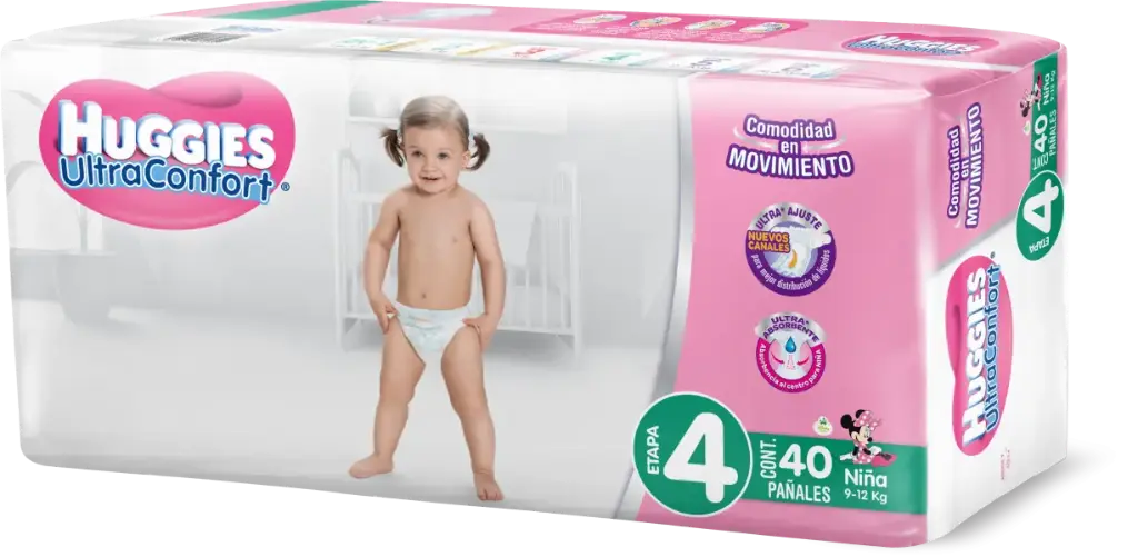 PAÑAL HUGGIES ULTRACONFORT E4 NIÑA 40PZ