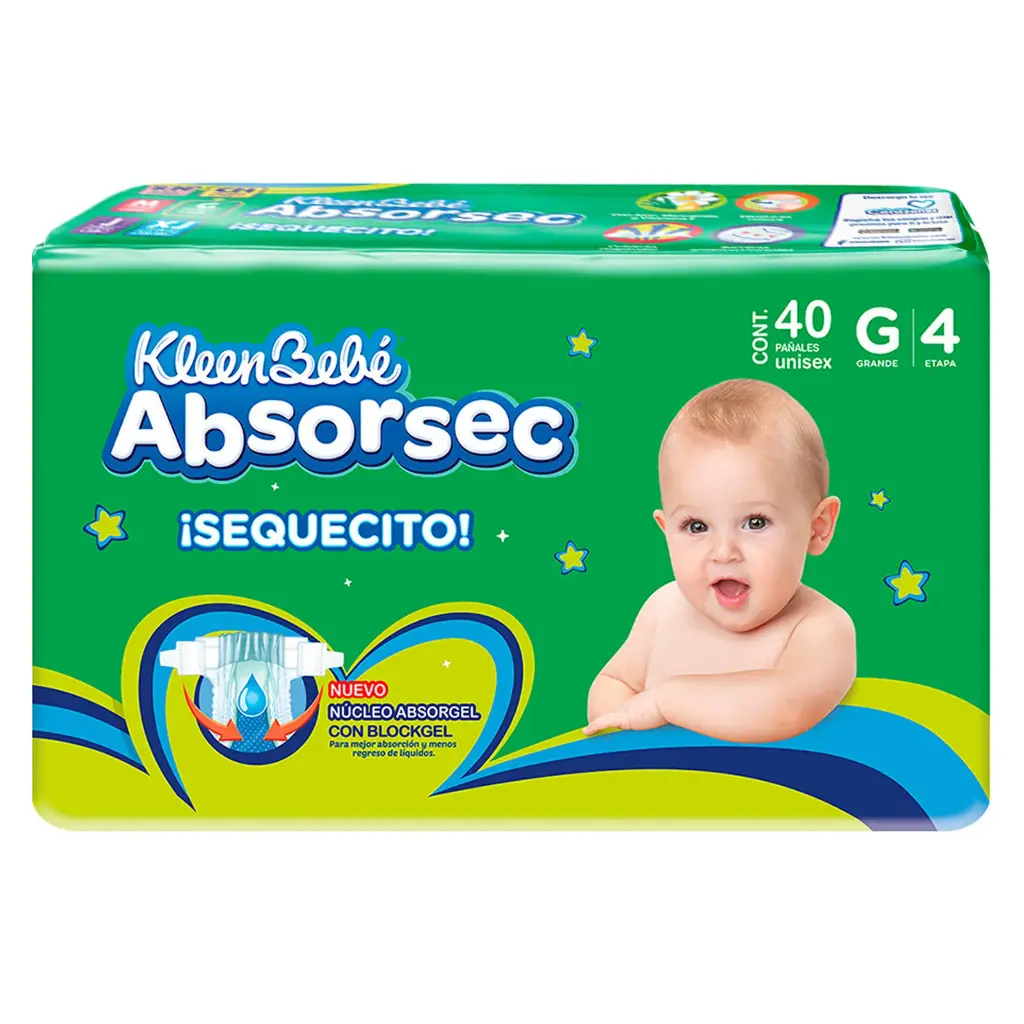 PAÑAL KLEENBEBE ABSORSEC G-E4 40PZ