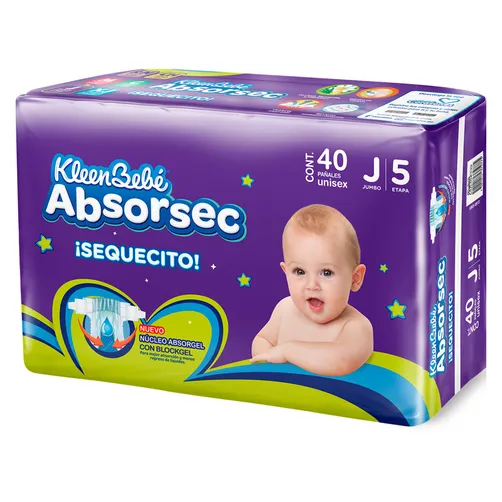 PAÑAL KLEENBEBE ABSORSEC J-E5 40PZ